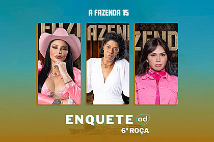 Jenny Miranda, Marcia Fu e Nadja Pessoa na arte de divulgação da enquete da 6ª Roça de A Fazenda 15