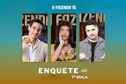 Henrique, Jaquelline e Lucas Souza com semblantes tristes em arte da enquete da sétima Roça de A Fazenda 15