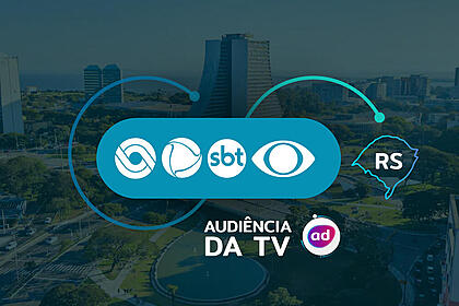 Arte de divulgação dos dados consolidados de audiência da TV em Porto Alegre, no Rio Grande do Sul, com os logos da RBS TV/Globo, Record TV RS, SBT RS e Band RS