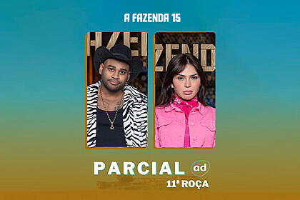 Nadja e Black na arte da enquete de parcial da 11ª roça em A Fazenda 15