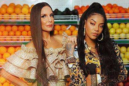Ivete Sangalo e Ludmilla juntas durante gravação de videoclipe