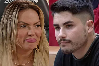 Kally Fonseca de cabelo liso e repartido no meio, chorando durante entrevista, chorando