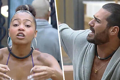 LiLy Nobre apontao dedo para Shay durante briga em A Fazenda