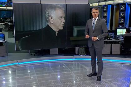 Nelson Motta no telão do Jornal da Globo