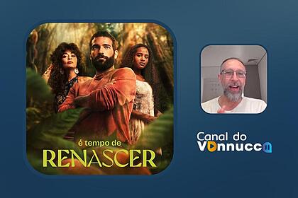Logo da novela Renascer na arte da Coluna do Vannucci ao vivo