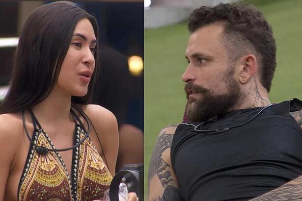 Isabelle e Vinicius em uma montagem no BBB 24