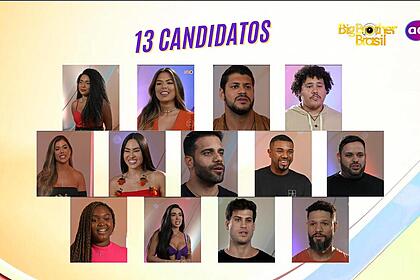 Montagem com os 13 candidatos a vaga do BBB 24
