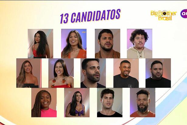 Montagem com os 13 candidatos a vaga do BBB 24