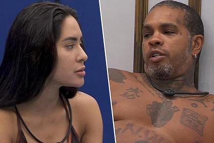 Isabelle e Rodriguinho em uma montagem no BBB 24