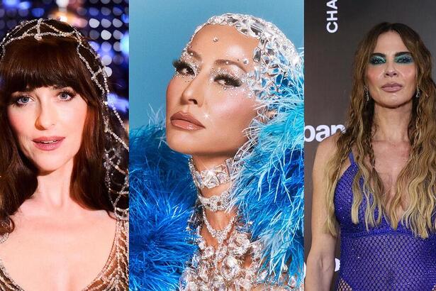 Montagem com Dkota Jonhnson, Sabrina Sato e Luciana Gimenez no Baile da Vogue
