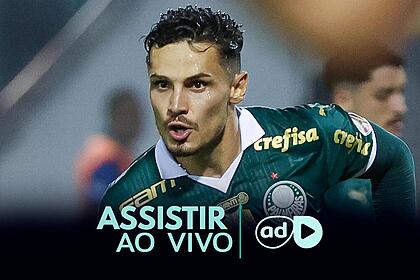 Raphael Veiga na arte onde assistir ao jogo Portuguesa x Palmeiras, pelo Paulistão