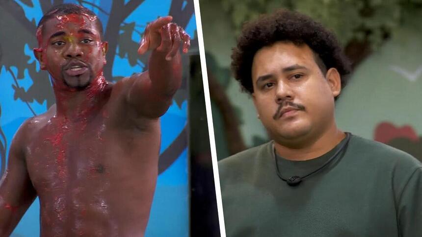 Davi aponta para Lucas no gramado do BBB 24