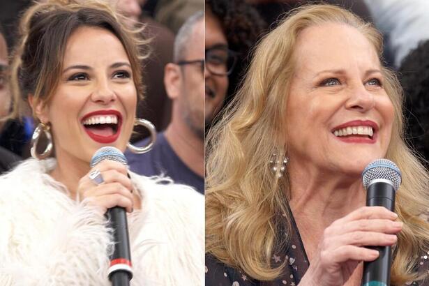 Andréia Horta e Lucinha Lins em trecho da participação no Altas Horas
