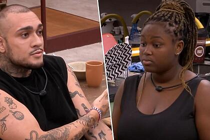 MC Bin Laden e Raquele, em trechos da discussão no BBB 24