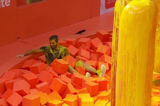 Matteus após cair e ser eliminado da Prova do Líder no BBB