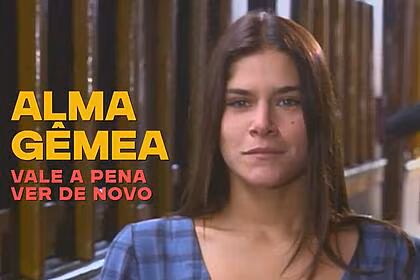 Serena em cena da novela Alma Gêmea na chamada das novidades da TV Globo