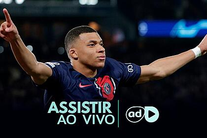 Mbappé na arte onde assistir ao jogo Real Sociedad x PSG, pela Liga dos Campeões