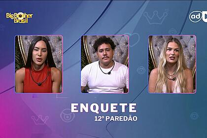 Isabelle, Lucas Henrique e Yasmin Brunet na arte da enquete do 12º Paredão