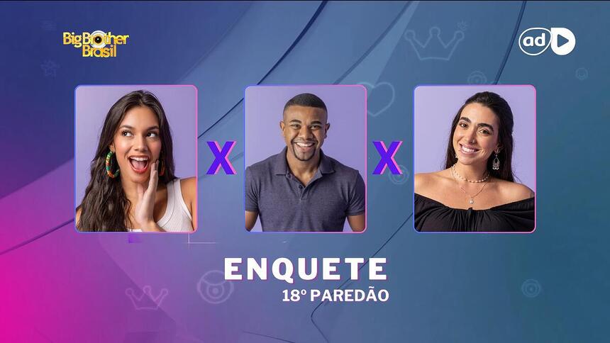 Alane, Davi e Giovanna na arte da enquete do 18º Paredão do BBB 24
