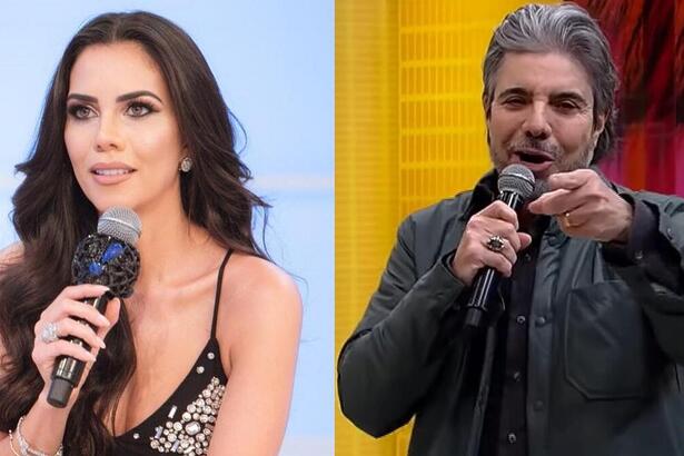 Daniela Albuquerque e João Kléber em uma montagem em programa das RedeTV!