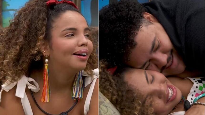 Pitel e Lucas abraçados no quarto Gnomo do BBB 24