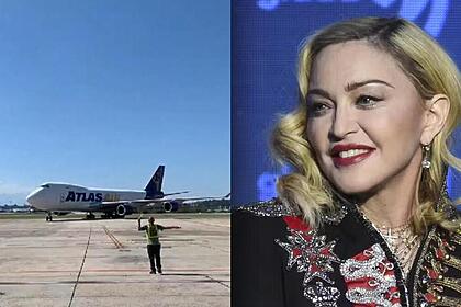 Avião com cargas da Madonna chegando no aeroporto do Rio de Janeiro