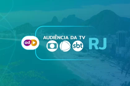 Arte de divulgação dos dados consolidados de audiência da TV do Rio de Janeiro com o logo da TV Globo, Record e SBT