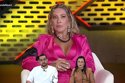 Baronesa participando do o grande react, juntamente com lucas selfie e ju nogueira