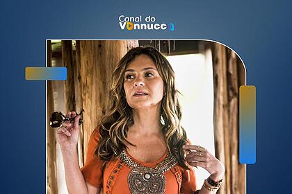 Adriana Esteves na arte da capa da Coluna do Vannucci ao Vivo. Ela é uma das estrelas da novela das nove Mania de Você