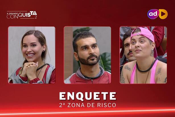 Any, Brenno e MC Mari na arte da enquete da 2ª Zona de Risco da Mansão do A Grande Conquista 2
