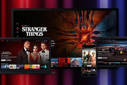 Telas com a página inicial da Netflix
