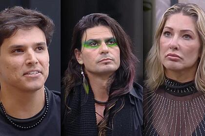 Bruno cardoso, will rambo e baronesa na sala após a indicação da zona de risco do a grande conquista 2
