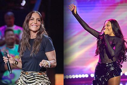 Ivete Sangalo e Ludmilla seguram microfones em shows