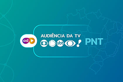 Arte gráfica dos consolidados de audiência da TV no PNT da Globo, Record, SBT, Band e RedeTV!