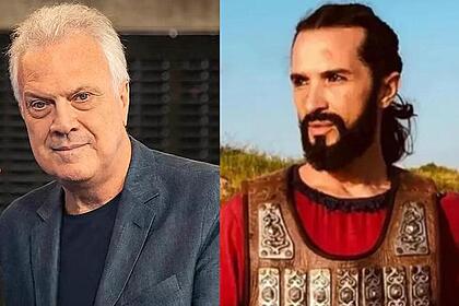 Pedro Bial e Jeff Machado em uma montagem