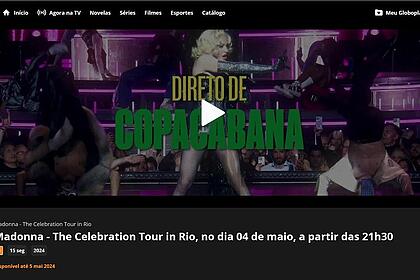 Capa do show de Madonna no Globoplay