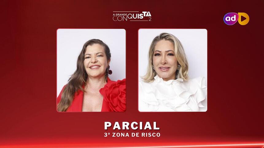 Dona Geni e Claudia Baronesa na arte da enquete do A Grande Conquista no Portal Alta Definição