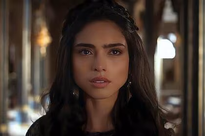 Nathalia florentino, como hadassa/ester, chorando em cena do trailer da nova série da record, a rainha da pérsia
