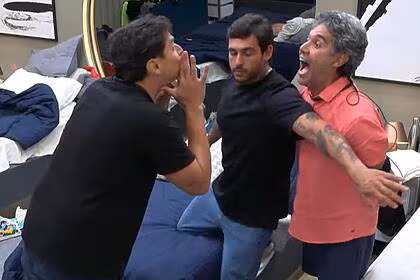 Bruno e fernando em trecho da treta, com hadad tentando apaziguar, em a grande conquista