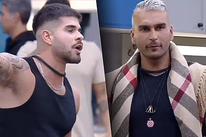 De albú e brenno em montagem com trechos da discussão em a grande conquista