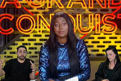 Edlaine participando do o grande react, juntamente com lucas selfie e ju nogueira