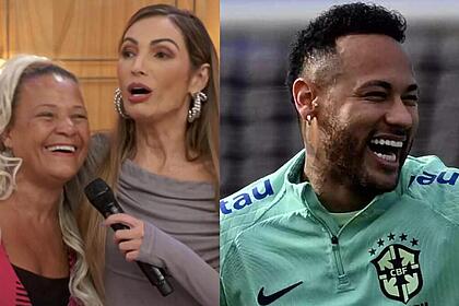 Neucy e Patrícia Poeta no Encontro, em montagem com Neymar