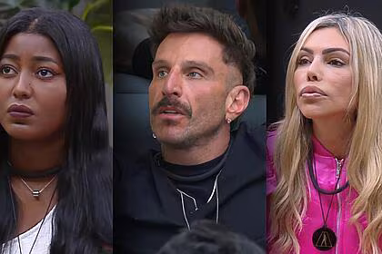 Edlaine, guipa e lizi sentados no sofá da mansão do a grande conquista 2