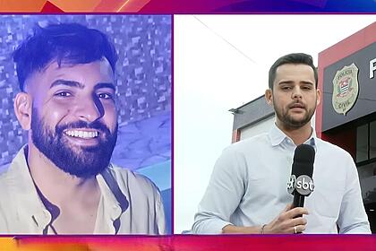 Lucas Carvalho ao vivo em frente a uma delegacia no Tá na Hora falando sobre o caso do Fenol