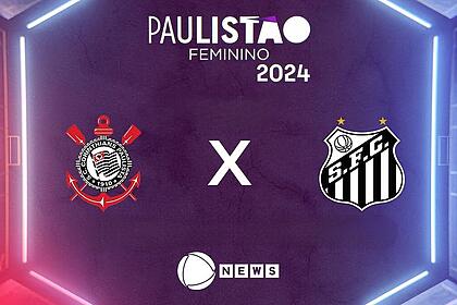 Logo do Corinthians e Santos na transmissão do Paulistão Feminino 2024