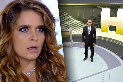 Chayene em cena de Cheias de Charme com cara de espanto na montagem com o Jornal Hoje