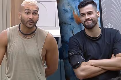 Brenno e kaio em uma montagem na a grande conquista