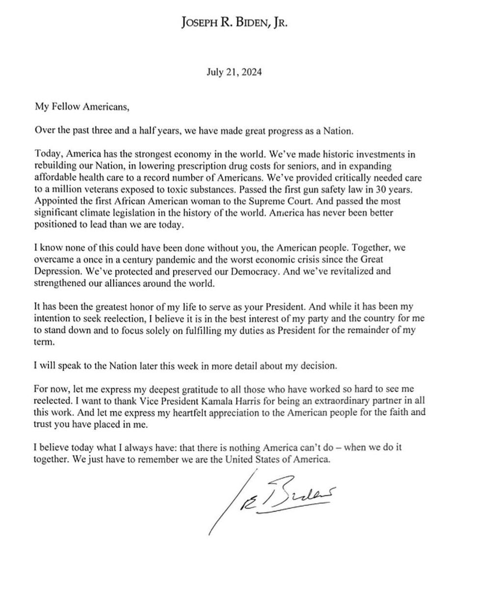 Carta de Joe Biden
