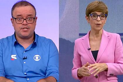 Everaldo Marques e Renata Lo Prete em uma montagem no Jornal da Globo
