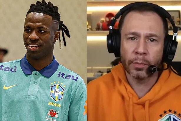 Vini Jr e Tiago Leifert em uma montagem